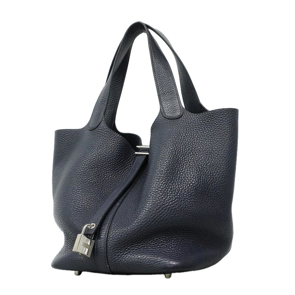 Hermes Picotin Lock MM handbag, Taurillon Clemence leather, blue navy, X stam...